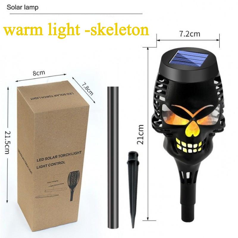 13/12LED Solar Torch Light Skull Light Waterproof Outdoor Lawn Trail Courtyard Plug in Light Halloween and Easter Decoration
