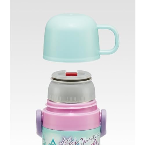Skater Children's Water Bottle, 2-Way, Straw/Cup/400ml Capacity, Disney Frozen Design, Size 25, Girls', Stainless Steel, Lightweight, Insulated, Small