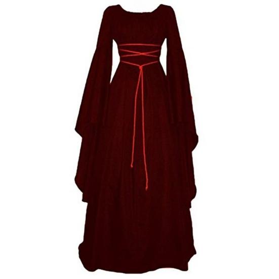 Cosplay Dress Flare Sleeve Vintage Soft Solid Color Large Cuff Maxi Dress for