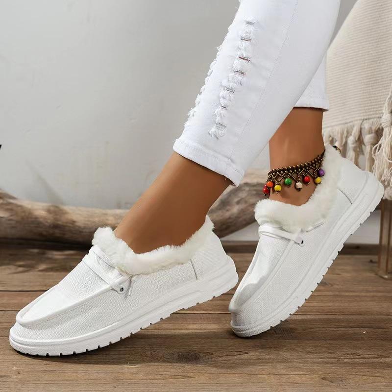 Europa i Stany Zjednoczone handel zagraniczny duży rozmiar aksamitne ciepłe damskie buty zimowe nowe płaskie sznurowane okrągły nosek bawełniane buty hurtowo