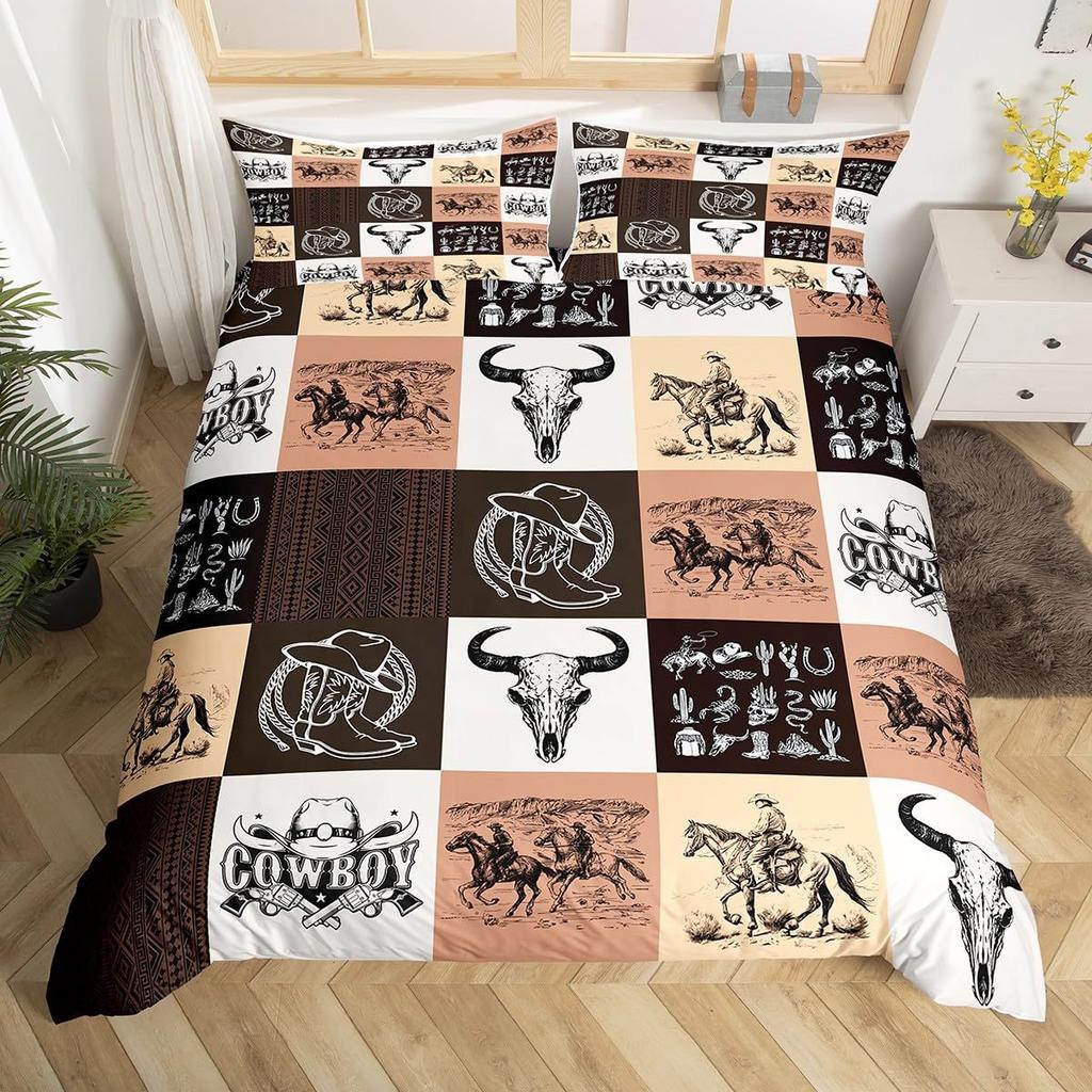Bull Skull Ma Aztec Three-Piece Digital Printed Bedding Set Bed Cover
