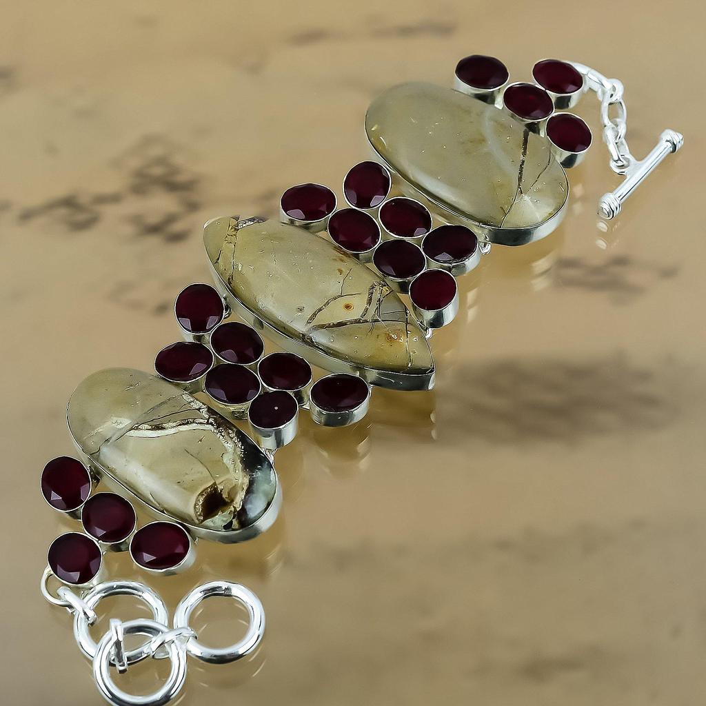 Presente de Aniversário Para Ela Corrente Septária Natural Pulseira Ajustável Prata 925