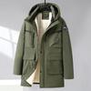 Men's Plus Size Hooded Winter Jacket - Thick, Plush, Water/Wind/Cold-Resistant, Mid-Length for Larger Sizes