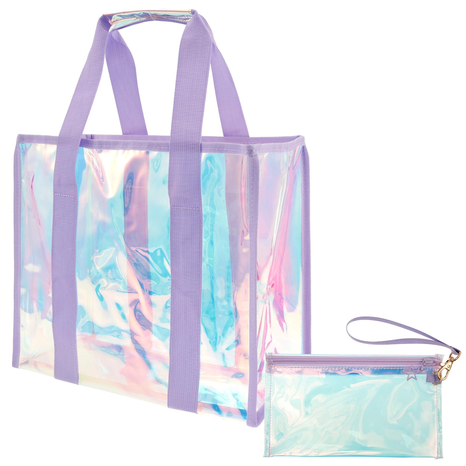 

Hot Waterproof Beach Tote Bag with Small Phone Pouch Large Capacity Female Travel Shopping bags for Vacation Traveling Daily Use фиолетовый