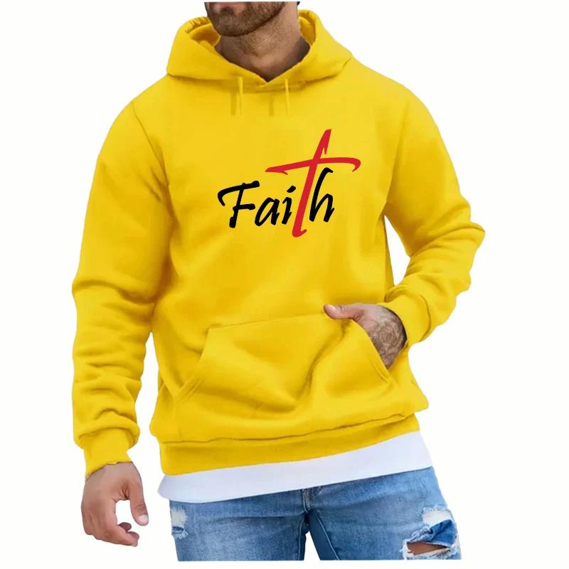 Autumn-Winter Faith Letter Print Hoodie - Casual Men's and Women's Complimentary Pullover, Versatile for Casual Wear