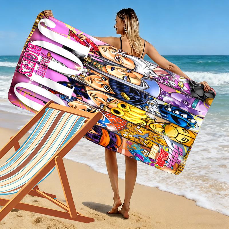 JoJo's Bizarre Adventure: Epic Characters Beach Towel Outdoor Camping Beach Towel for Vacation Photos Quick-drying Swim Towel Absorbent Bath Towel