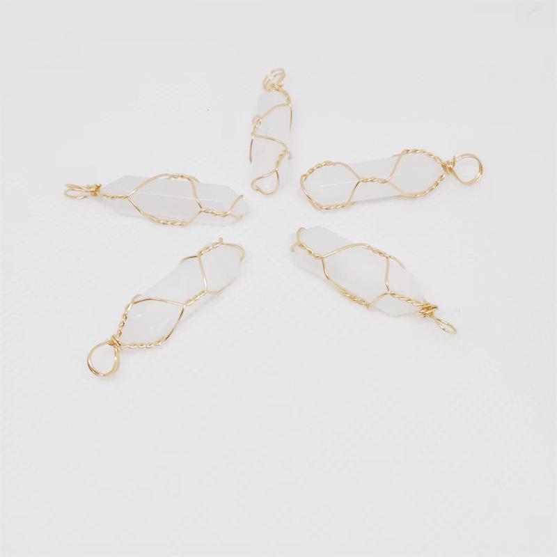 Hexagonal Double-Ended Crystal Pendant DIY Jewelry Accessory