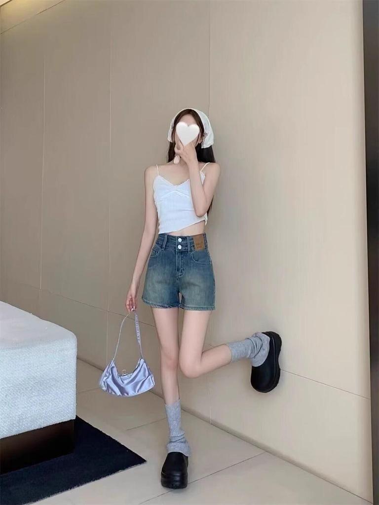 American Style High Waist Elastic Denim A-Line Shorts for Women - Plus Size Summer Hot Shorts