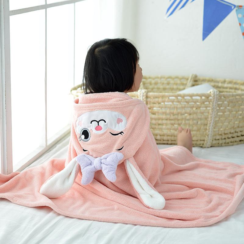 Asciugamano da Bagno con Cappuccio in Pile Corallo Disegnato Xiangfeng per Bambini - Assorbente, Mantella Indossabile per Neonati