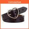 Womens Belt Leather With Silver Buckle And Heart Decor For Work And Casual Looks