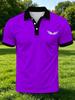 [Print Design - Not Textured] Men'S Outdoor Short Sleeve Polo Shirt, Multi-Size Available, Men'S Collared Polo, Purple Base with Small Chest Print