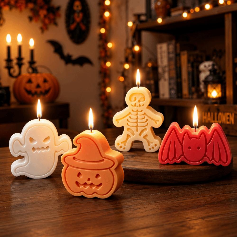 Ghost/Skull/Bat/Pumpkin Shaped Halloween Candle Mold Halloween Silicone Mold Making Supplies