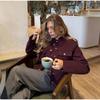 European & American Women's Fashion Retro Stand-Up Collar Double-Breasted Short Jacket