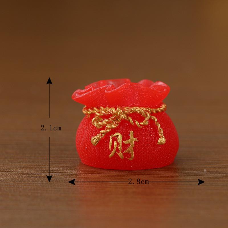 Charming Cartoon Resin Rabbit Figurine New Year Good Luck Bag For Home Decor