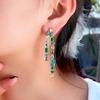 Needle Light Luxury Super Fairy Temperament Long Face Small Earrings Geometric Color Zircon Two Wear Double Fringed Earrings