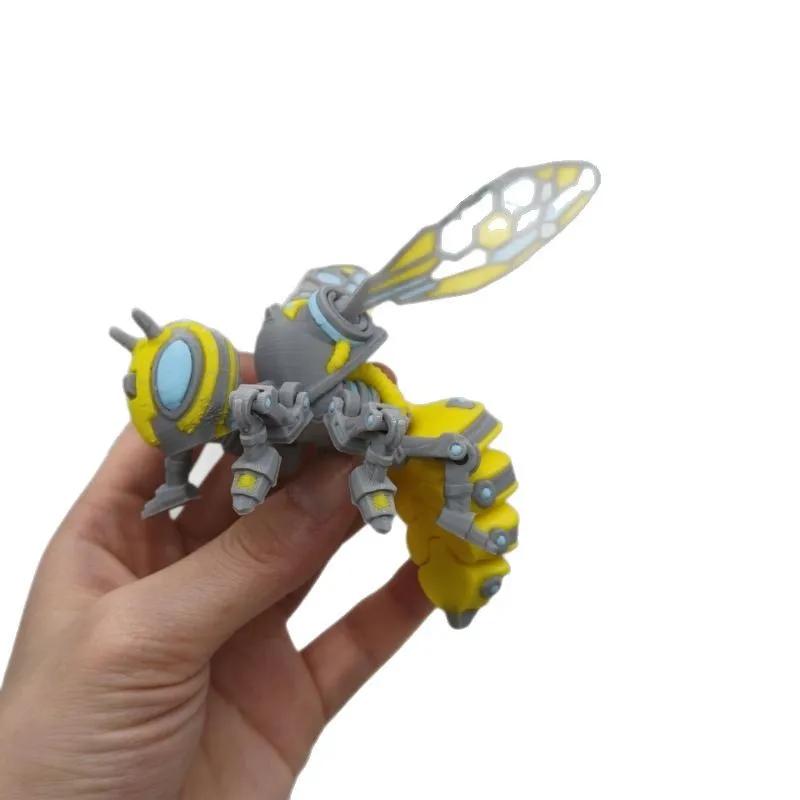 10/14.5cm 3D Printer Insect Bee Figure Model Movable Joints Simulation Mechanical Big Yellow Bee Toys Desktops Decorations Gifts