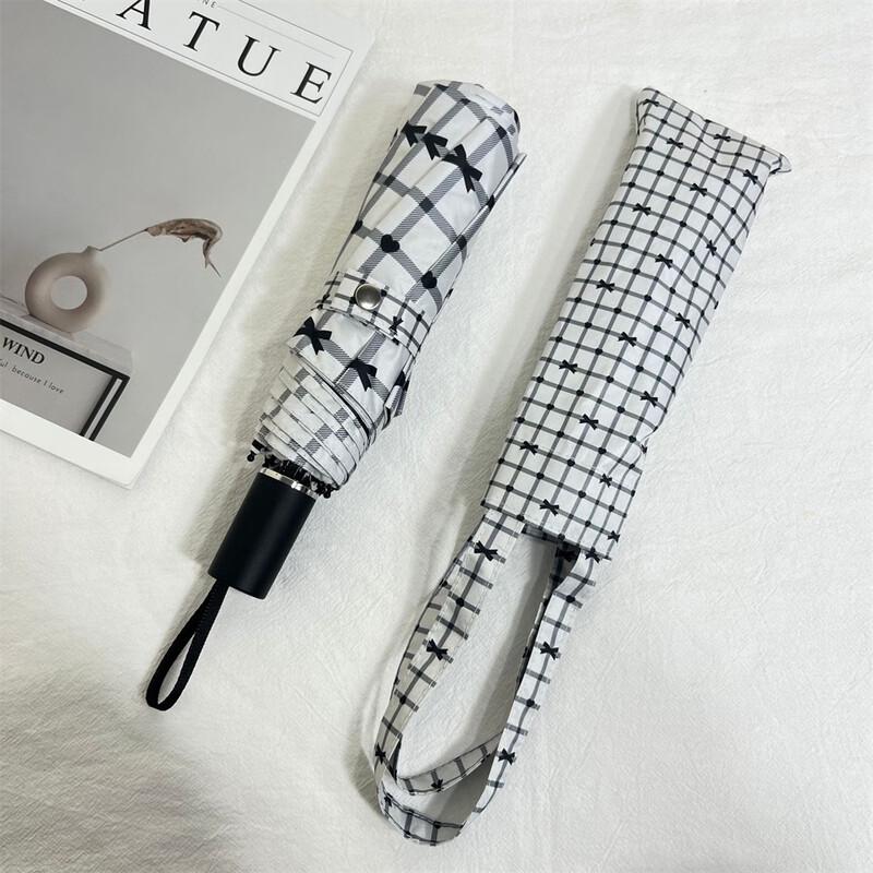 OIMG Ultra-Light Plaid Folding Umbrella with Gold Hook