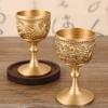 European Wine Glass, Brass Vintage Portable Golden Cup, Carved Mini Spirit Vodka Cup, Tabletop Living Room Decoration, 30ml,1pcs