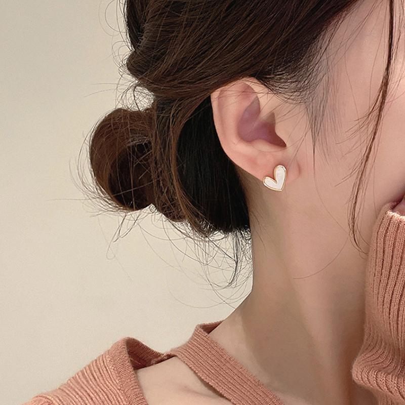 Cute Korean Black Heart Earrings Bling Zircon Stone Gold Color Stud Earring For Women Fashion Jewelry New Gift