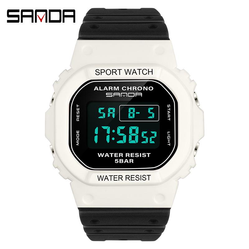 Sanda Multifunctional Waterproof Luminous Square Sport Watch - Fashionable Student Wristwatch