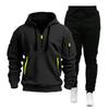 Men's Multi-Pocket Hoodie and Sweatpants Set - Solid Color, Spring/Autumn Sportswear