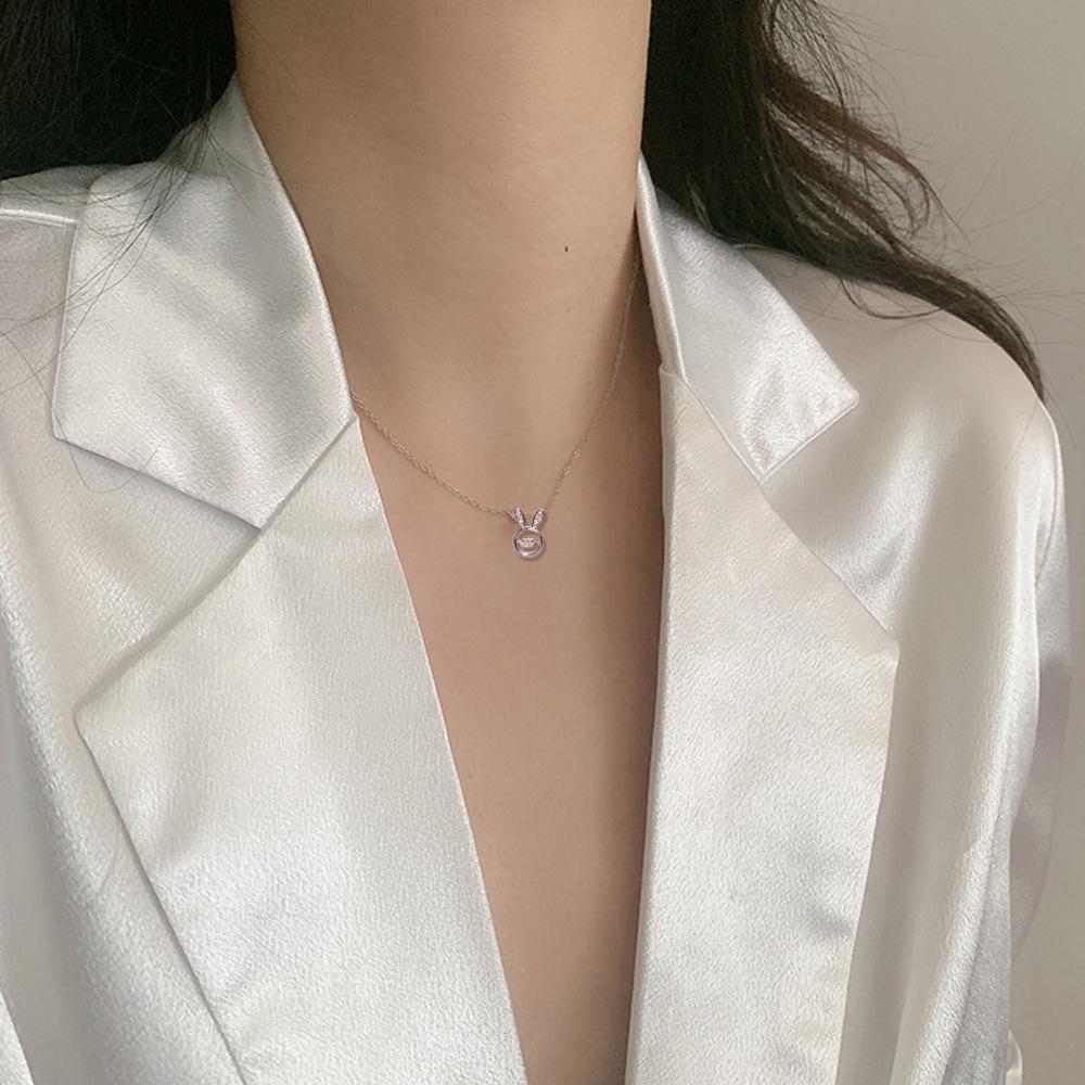 Smart Bunny Necklace online celebrity Simple Joker Necklace Temperament High Sense Korean titanium clavicle chain cold wind