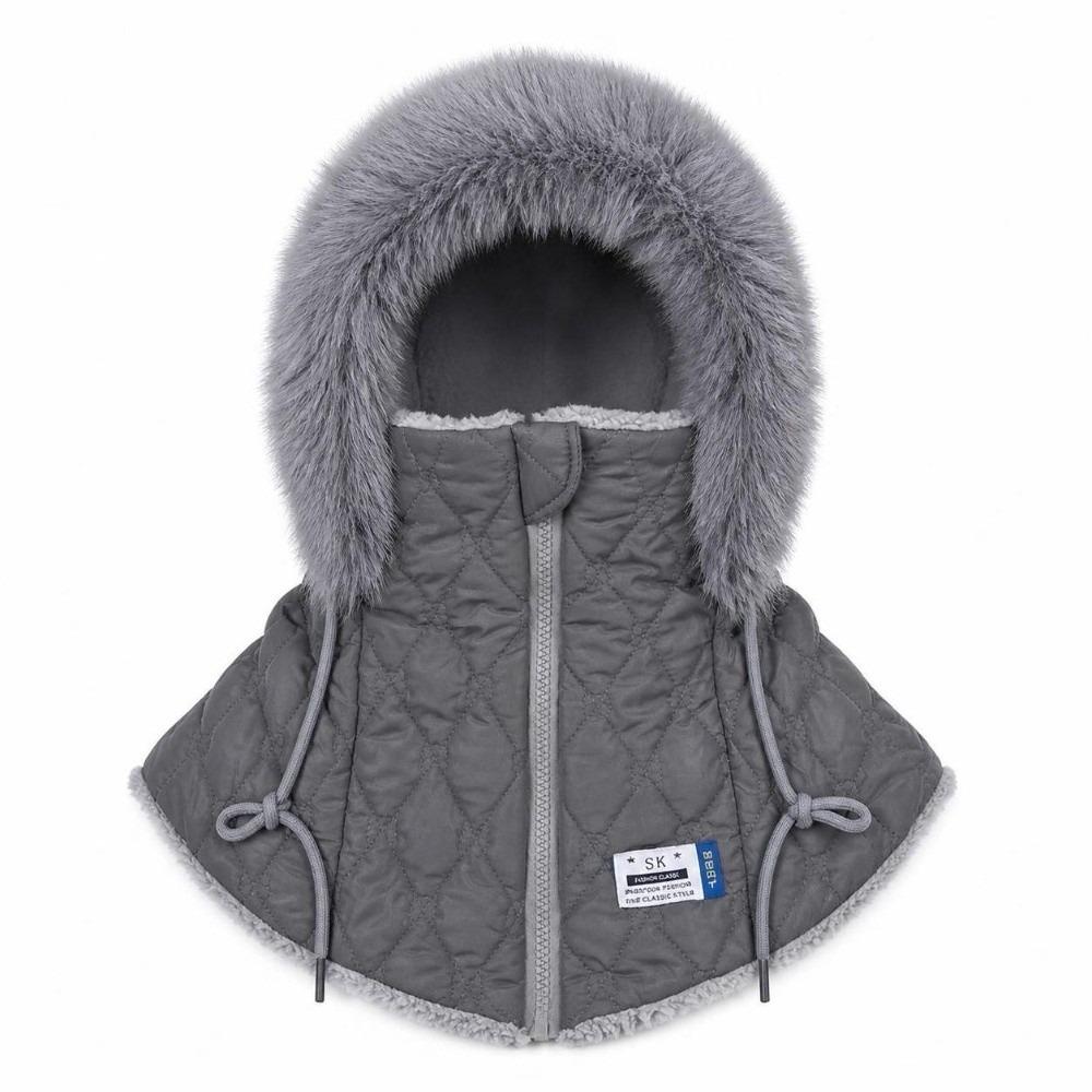 Faux Fur Lined Hooded Neck Warmer Warm Integrated Face Mask New Full Face Balaclava  Winter