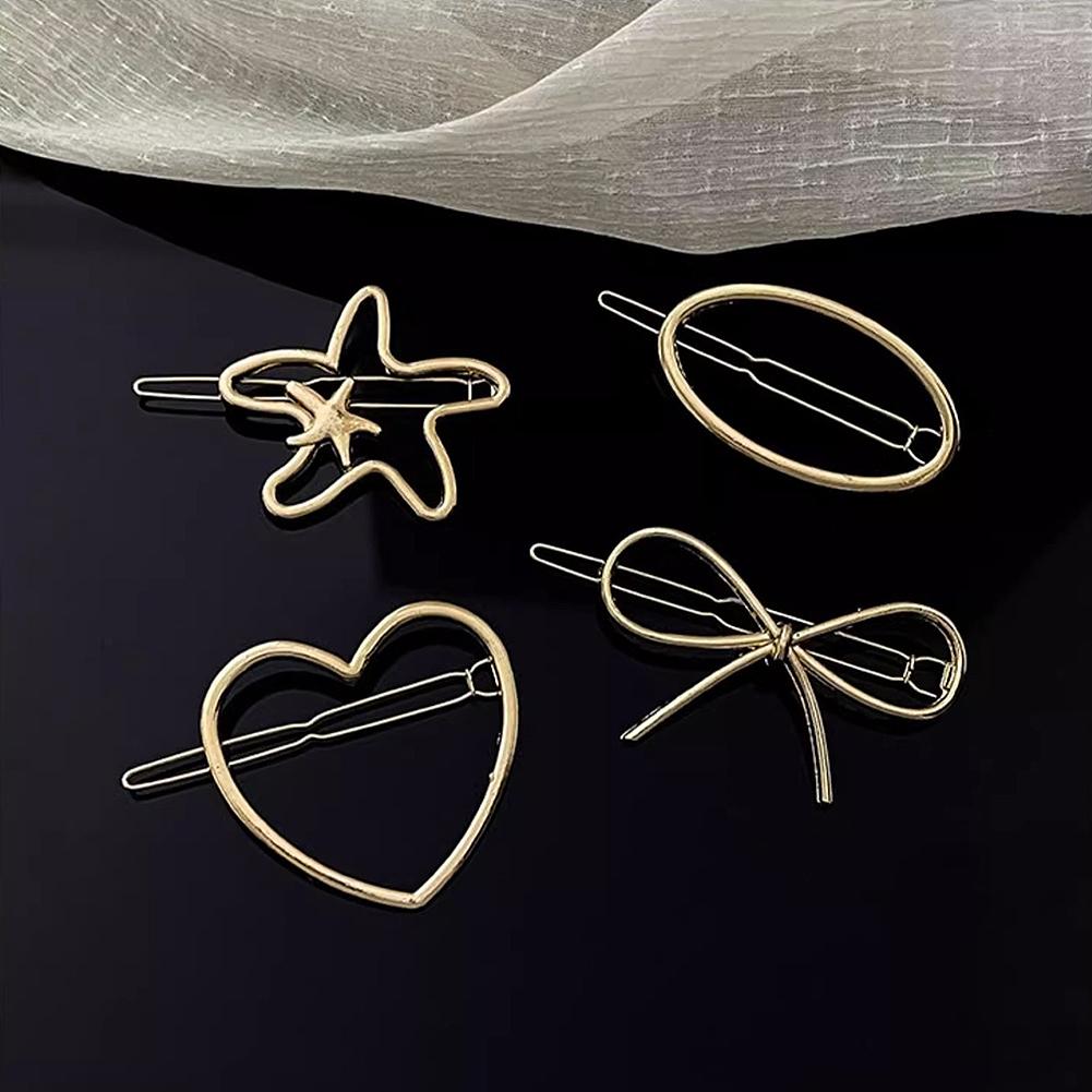Simple Versatile Alloy Hollow Hair Clip Multiple Shaped Bangs Hairpin Headwear Hair Accessory for Female