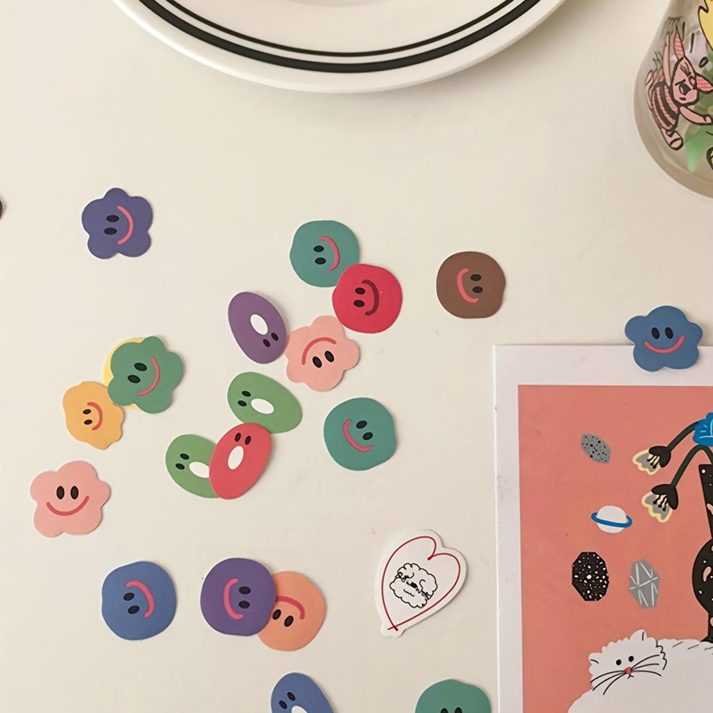 110pcs/1pack Cartoon Multicolor Self-adhesive Glitter Paper Stickers, Handheld DIY Decorative Material Stickers,Sealing Stickers