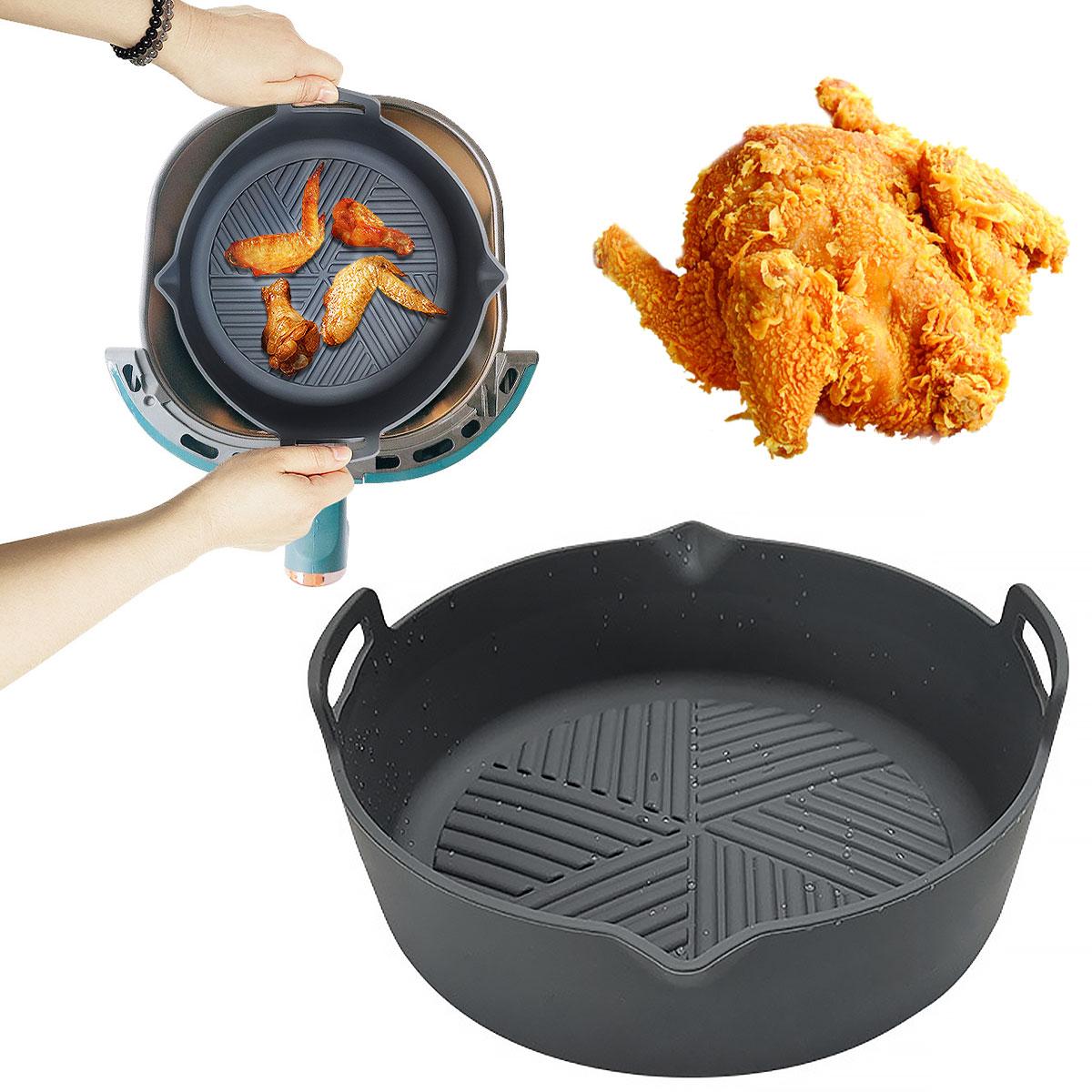 

Air Fryer Silicone Pot 8 Inch Reusable Air Fryer Silicone Basket Replacement for Paper Liners BPA-Free Round Silicone Baking Pan