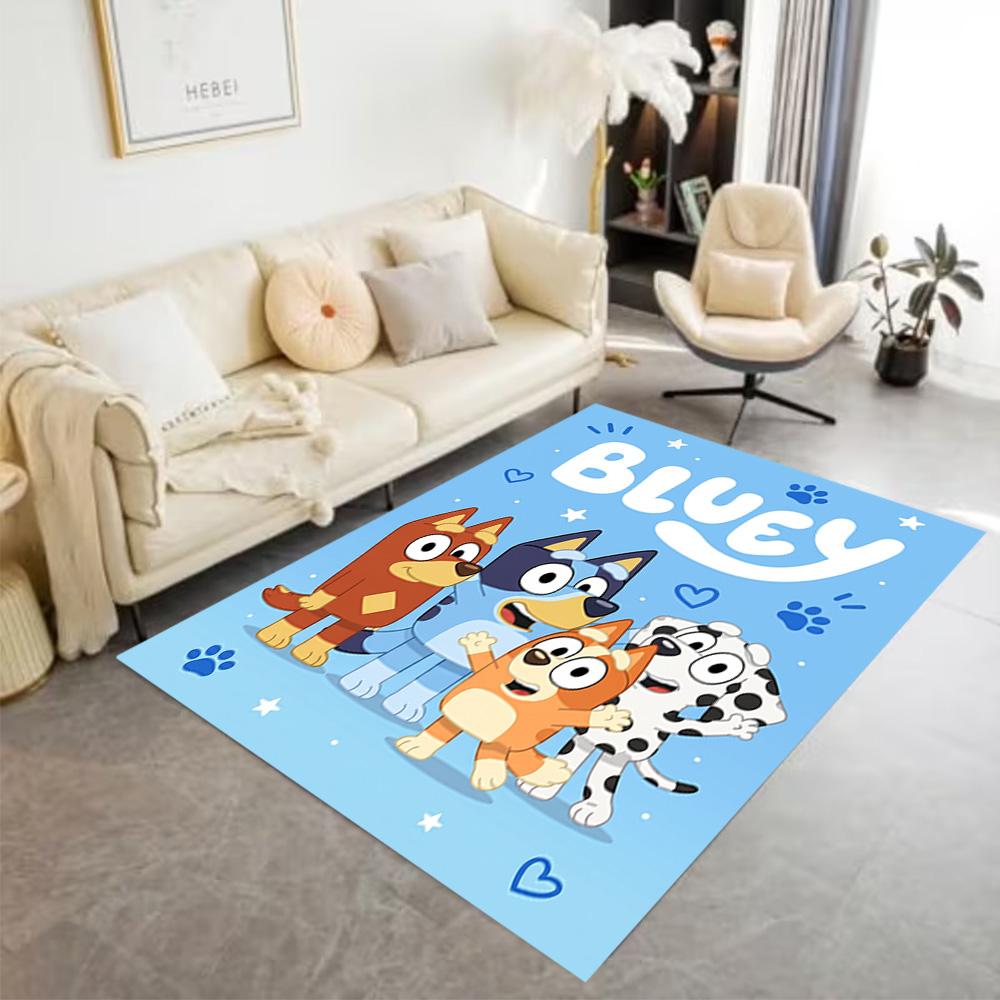 Bluey Friends Adventure Floor Rug Office Rug Suitable for Dining Room Foyer Kitchen Game Room Anti-slip Rug Anime Office Decor Gift for Festivals