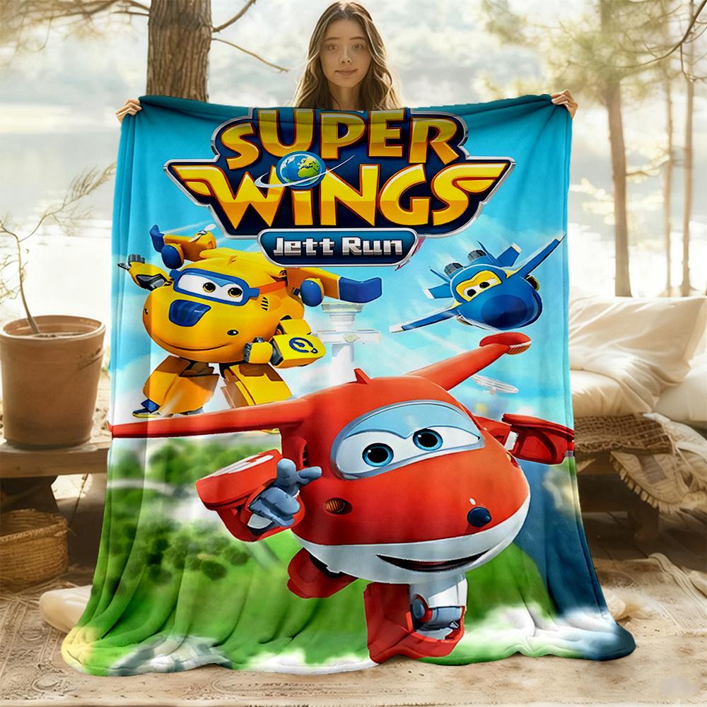 1pc Super Wings Outdoor Blanket Lightweight Flannel, Soft & Warm, All-Season Use for Sofa, Outdoor, Camping, Living Room025