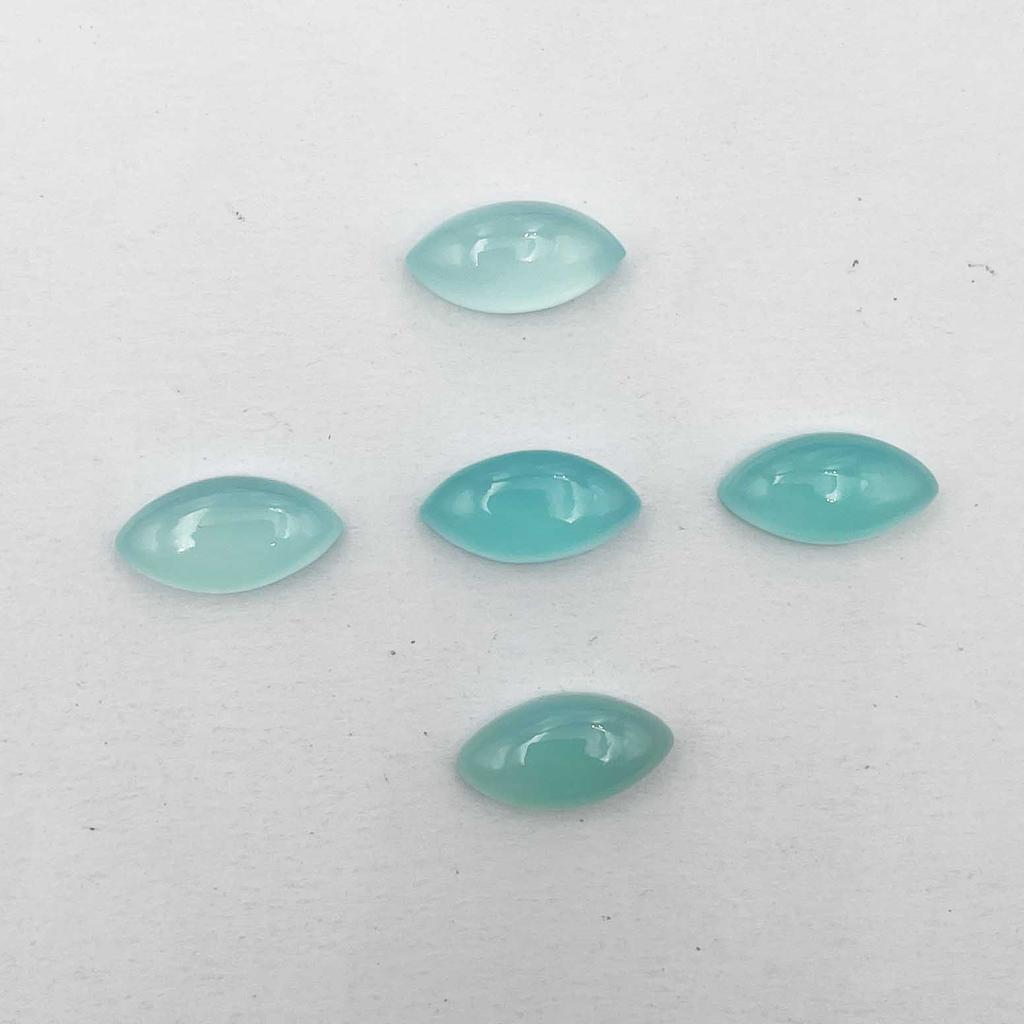 Natural Aqua Chalcedony Marquise Cabochon Loose Gemstone Lot 7 Pcs 8*15-8*16 MM 32 CT For Jewelry Making