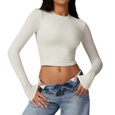 Enganliegendes Sport-T-Shirt, Schnelltrocknend Langärmlig Yoga, Laufen, Fitness, Langärmliges Oberteil für Damen