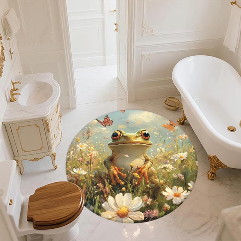Beautiful Frog Pattern Round rug,Carpet Rug for Living Room Bedroom Sofa Playroom Decor,Non-slip Floor Mat,Holiday Gifts and Birthday Gifts