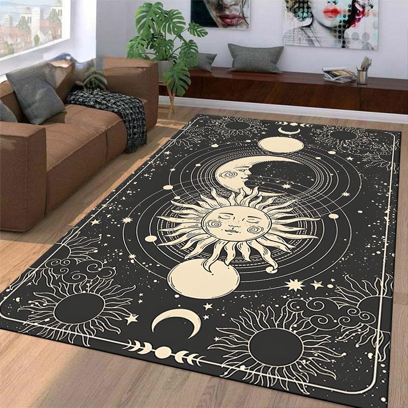 Dreamy Sun and Moon Pattern Rug Suitable for Use As an Anti-slip Game Mat for Living Room and Bedroom Sofas