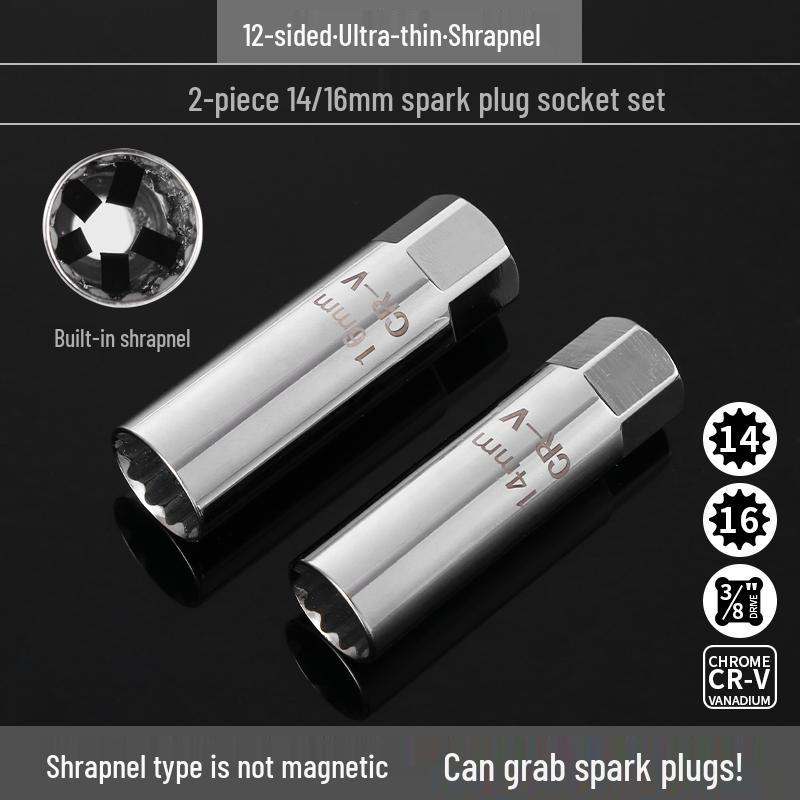 Universal Magnetic Spark Plug Socket Wrench (14/16mm) for Easy Spark Plug Removal and Installation