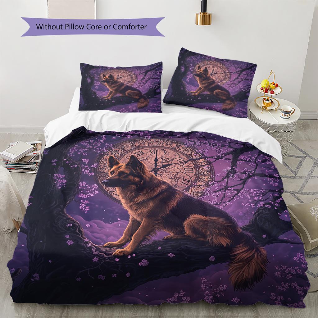 German Shepherd Pattern Bedding Home Decoration Birthday Gift (1 * duvet cover + 2 * pillowcase, without core)