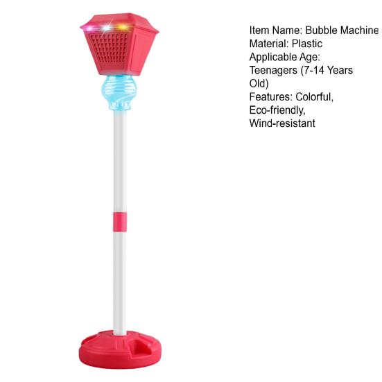Macchina Bolle per Bambini Generatore Automatico di Bolle a Bottone Singolo Luci LED Colorate e Musica Lampada da Strada Creativa Giocattolo a Bolle per Feste all'Aperto E