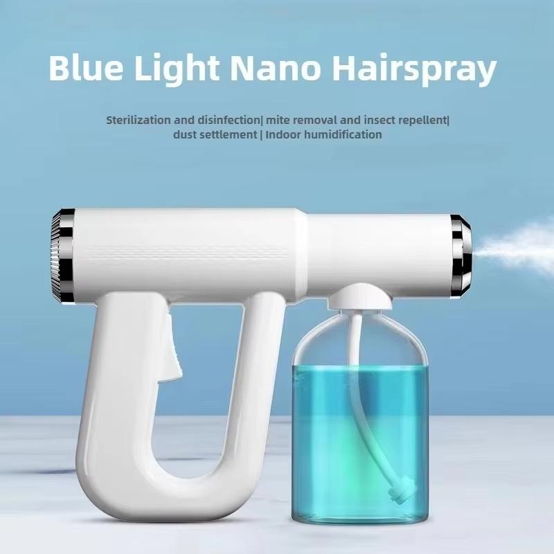 300ML Blue Light Nano Hairspray USB Rechargeable Barber Sprayer Bottle Wireless Steam Gun for Grooming & Styling Tools