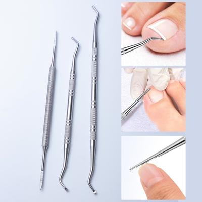 Cuidados com as unhas dos pés Gancho para correção de dedos encravados com duas pontas Levantador de lixa Manicure Pedicure Unhas dos pés Ferramenta para cuidados com os pés limpos