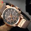 Curren 8291 Men's Multifunctional Leather Strap Watch with Six-Hand Calendar and Large Dial