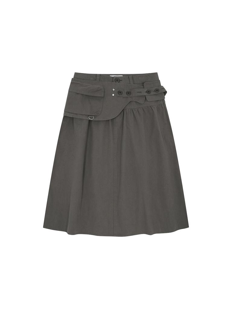 Tuomio Washed Belt Bag Skirt [Charcoal]