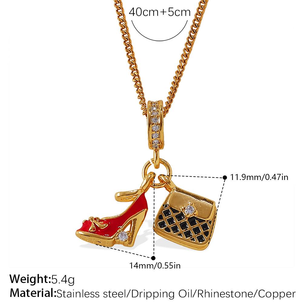Retro Style Cartoon DIY High Heels Pendant Necklace Stainless Steel Gold-plated Premium Versatile Jewelry Women