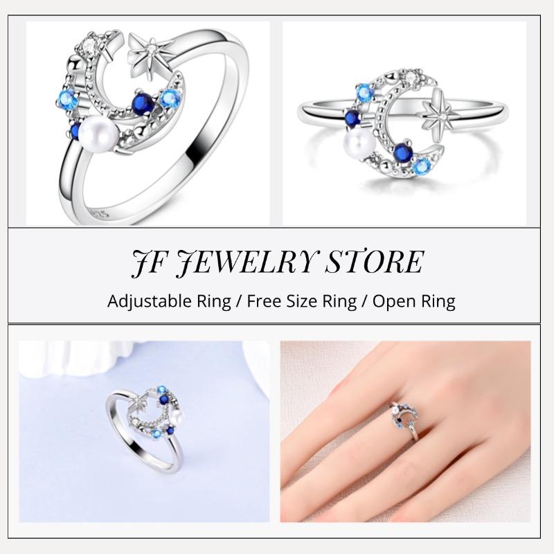 Free Size Ring For Women S925 Silver Original Blue Eyes Dragon Bee Shell Cherry Adjustable Rings Clover Chain Open Ring Jewelry