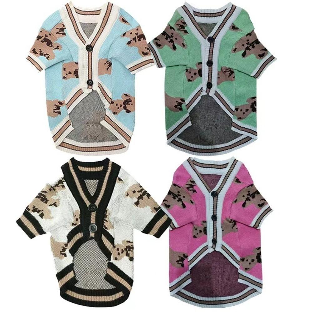 Warm Dog Sweater Bear pattren Pet Cardigan Pet Outfit  for Small Medium Dogs Chihuahua Puppy Pet