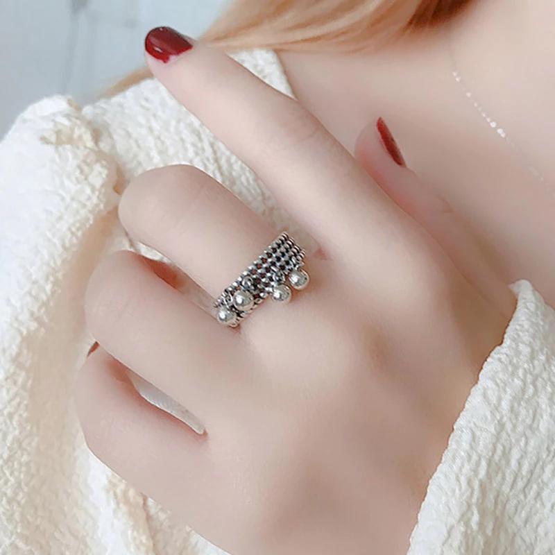 Vintage Punk Rings New Trendy Creative Beads Pendant Tassel Geometric Party Jewelry Gifts for Women
