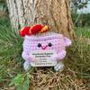 Handmade Crochet Animal Dolls: Brown Bear, Pug, White Dove & Hedgehog Ornaments