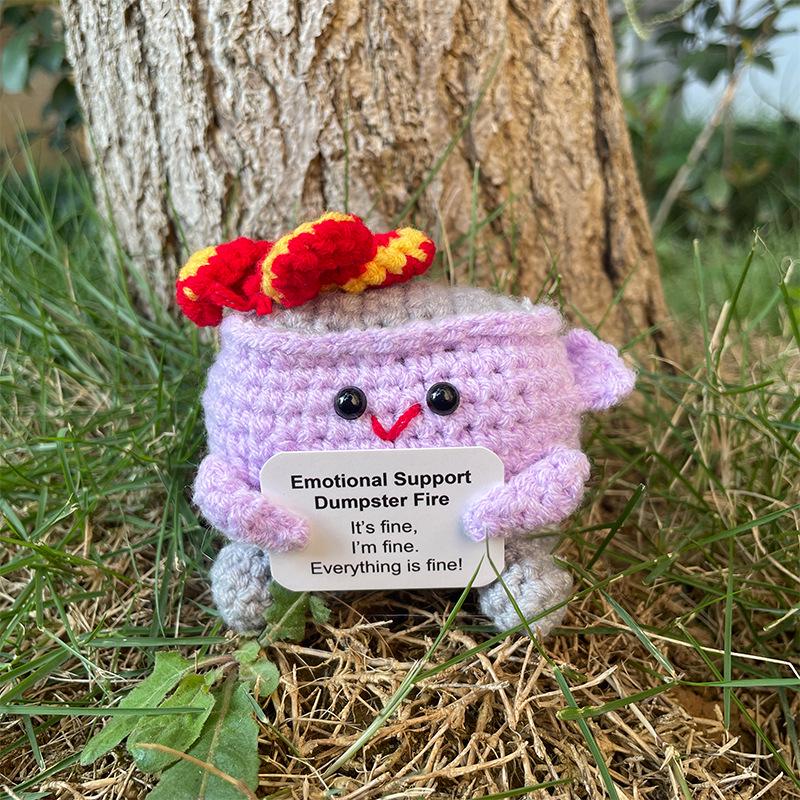 Handmade Crochet Animal Dolls: Brown Bear, Pug, White Dove & Hedgehog Ornaments