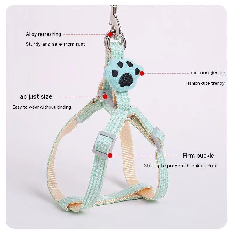 Pet Dog Harness Floral No Pull Cotton Fabric Breathable Reflective Small Medium Dog Harness and Leash Set Adjustable Pet Supply